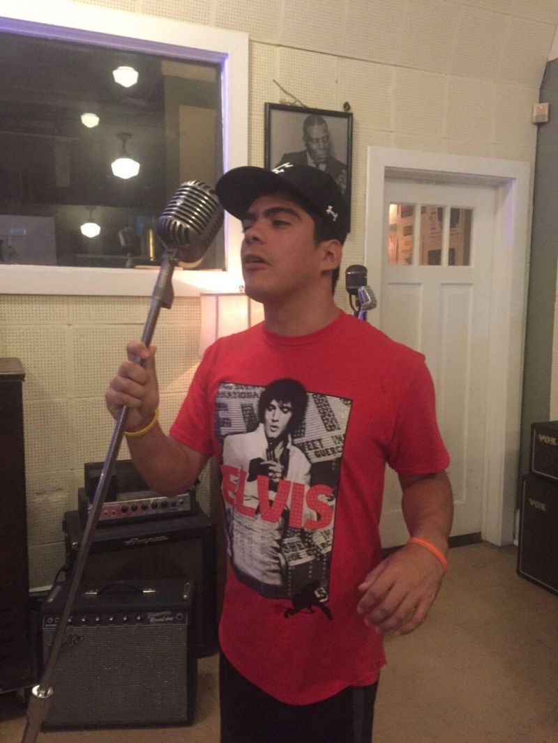 Austin Singing At Sun Studios In Memphis