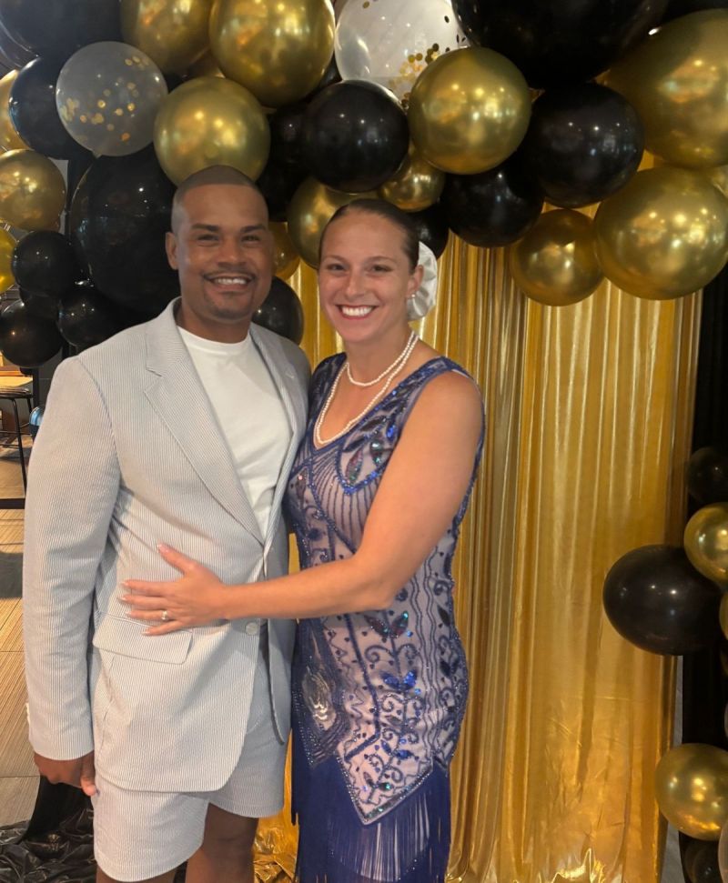 Samad and Christine at her high school reunion
