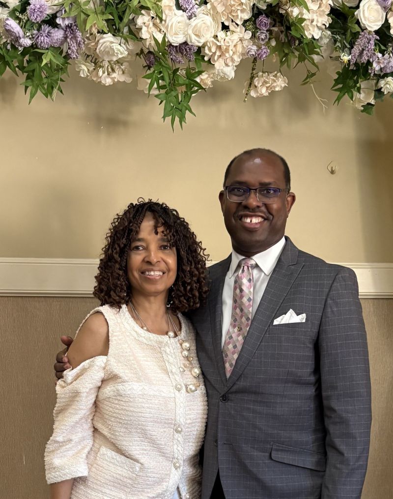 Sandra and German at a wedding reception