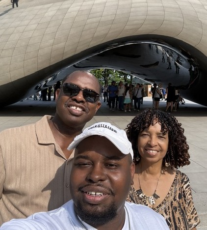 German, Sandra and Caleb at the Cloud Gate in Chicago