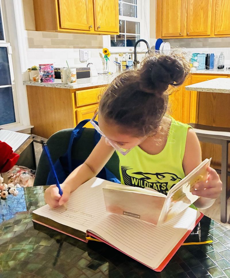 Sophia working on her spelling. 