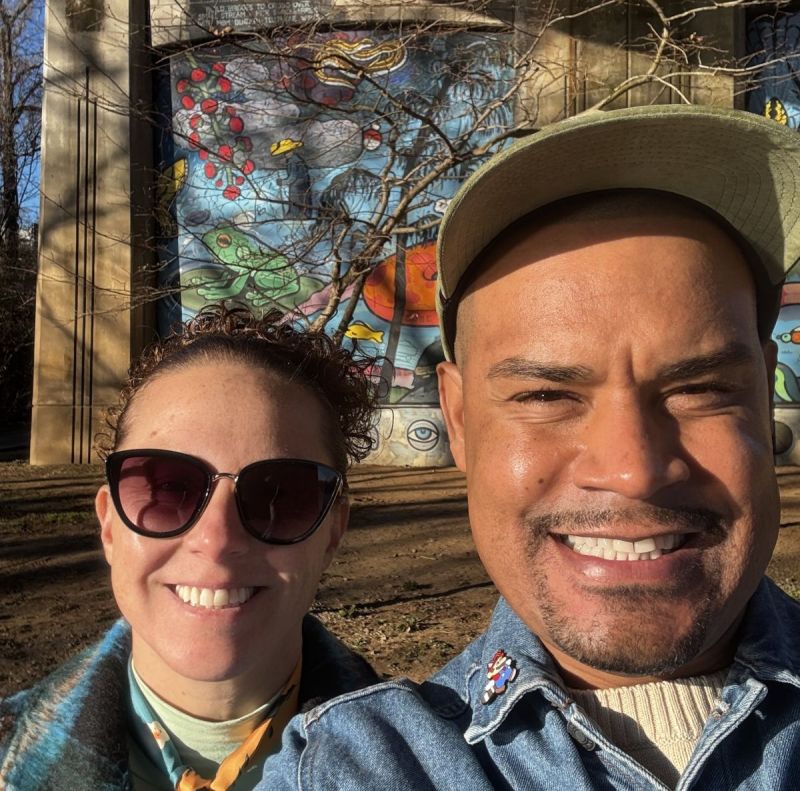 Samad and Christine enjoying the river walk. 