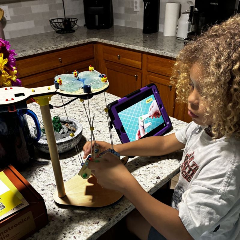 Evan building an animatronic.