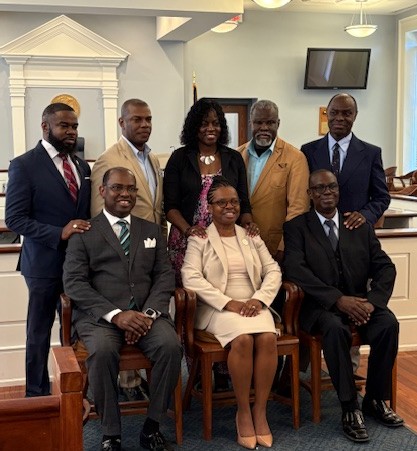 Wright siblings at courthouse: sister was installed as elected county treasurer